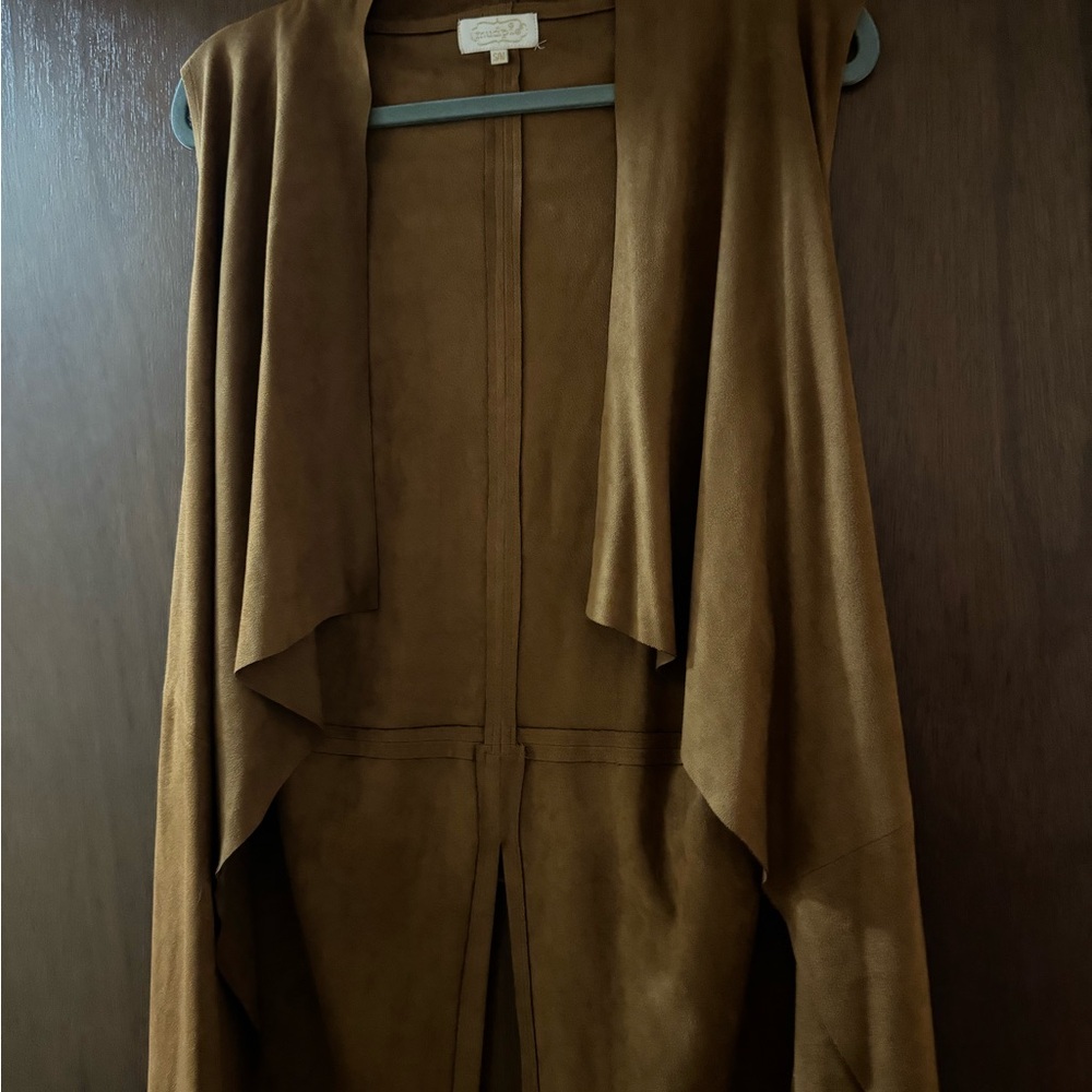 Brown Sleeveless Drape Vest